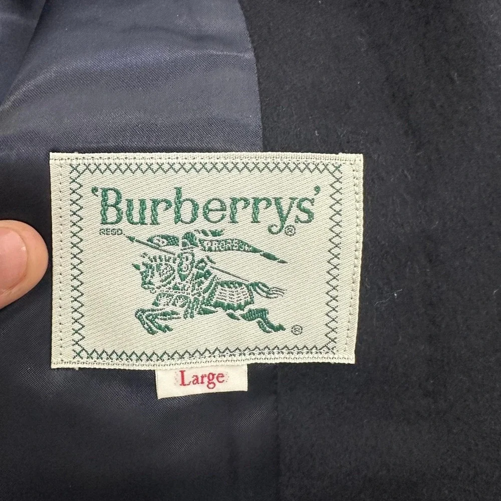 Burberrys' Vintage 2-Button 100% cashmere Navy Blue Blazer Jacket Size Large